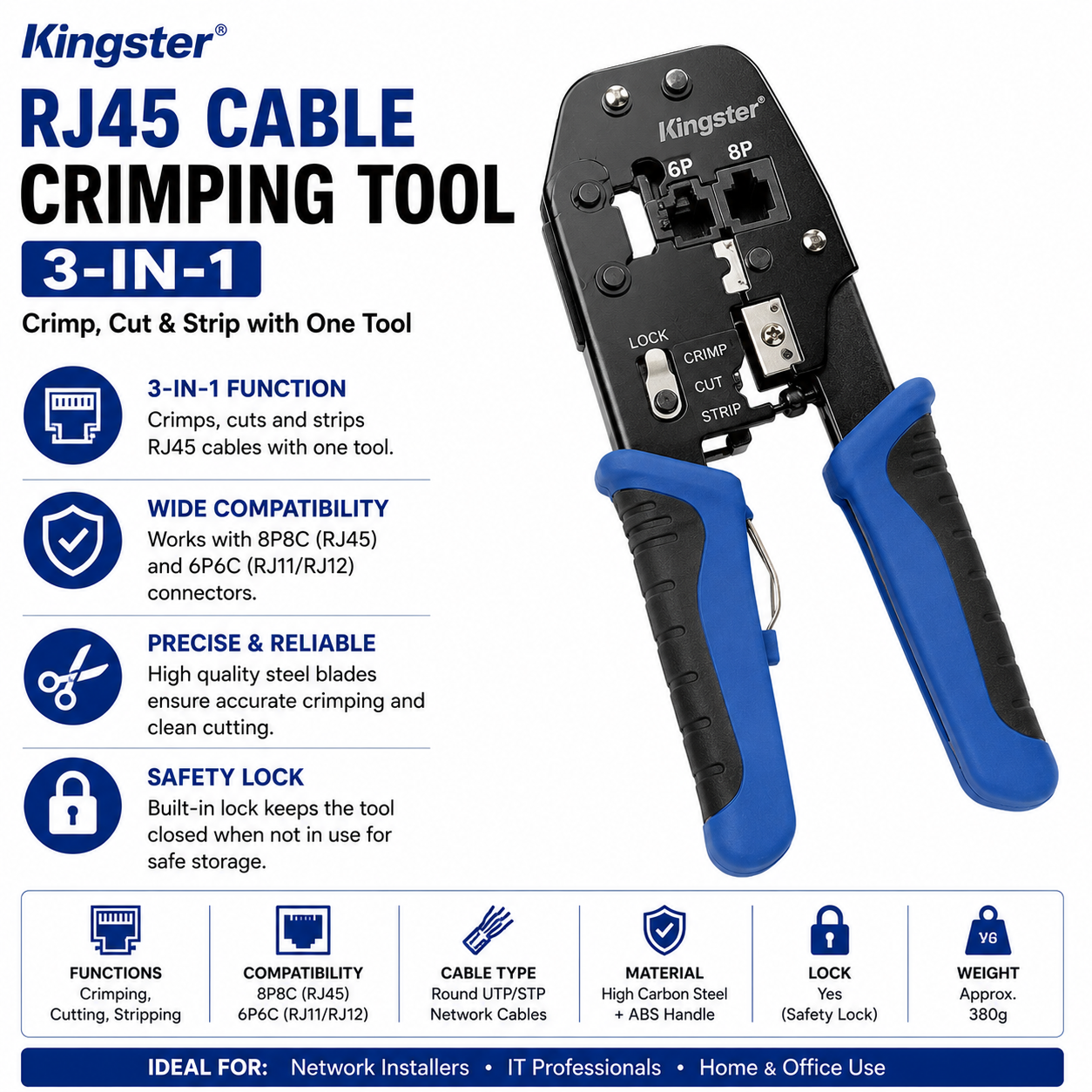 Kingster RJ45 Cable CrimPing tool 3-in-1 (KNC014)