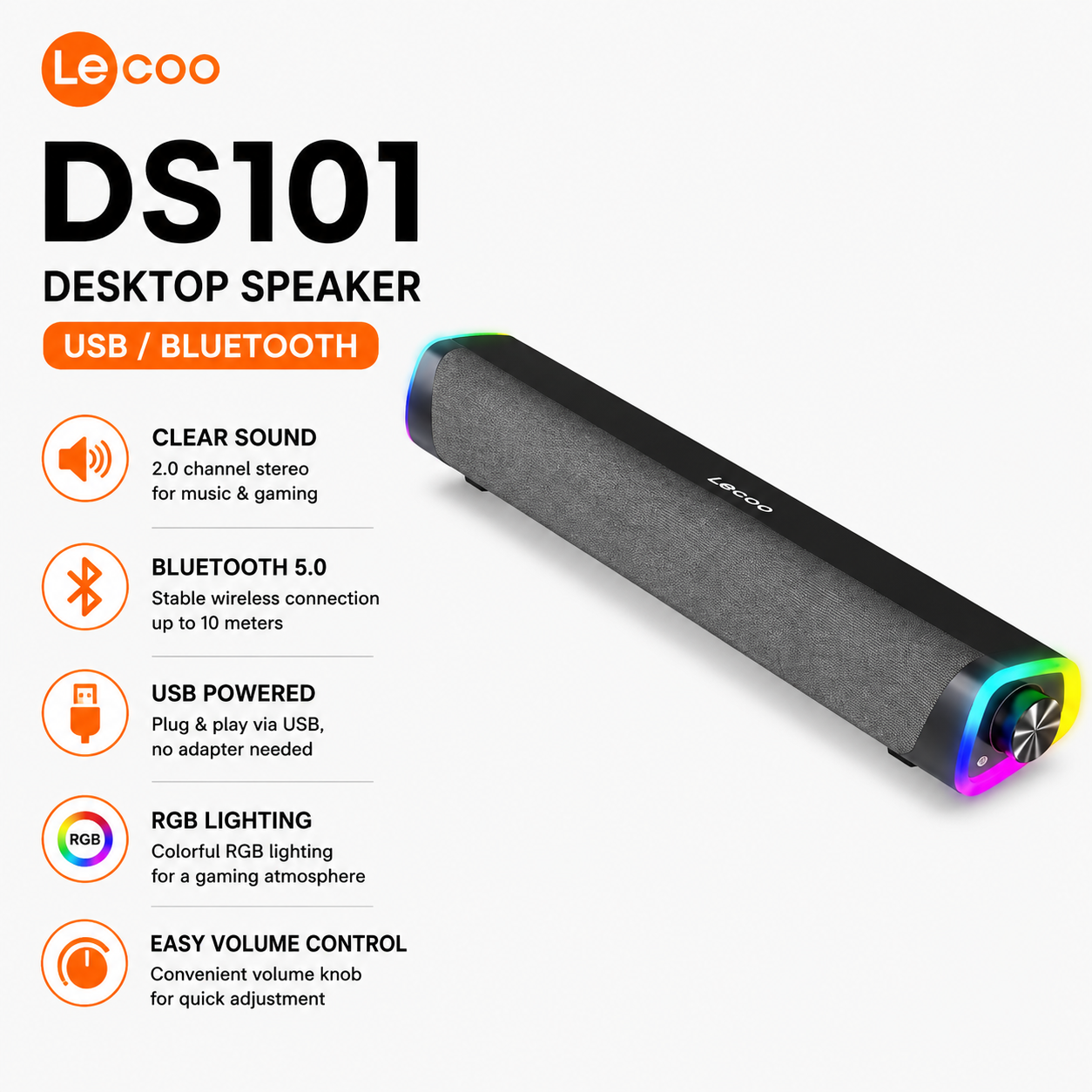 LECOO DS101 DESKTOP SPEAKER (USB/BLUETOOTH) (DS101)