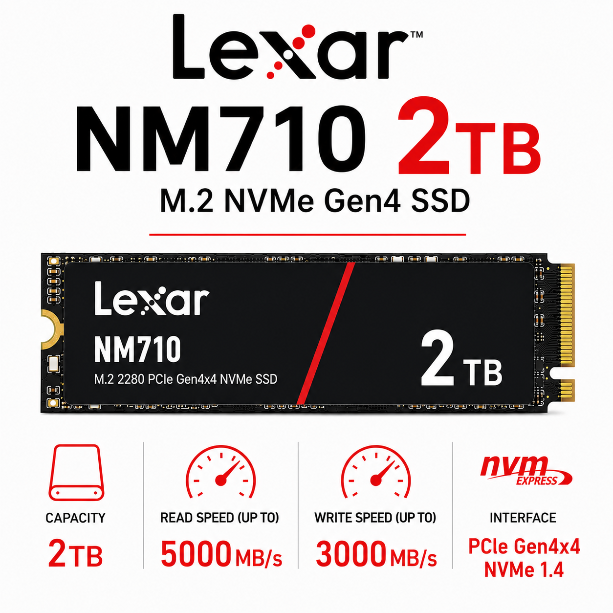 Lexar NM710 2TB M.2 NVME Gen4 SSD (LNM710X002T-RNNNG)