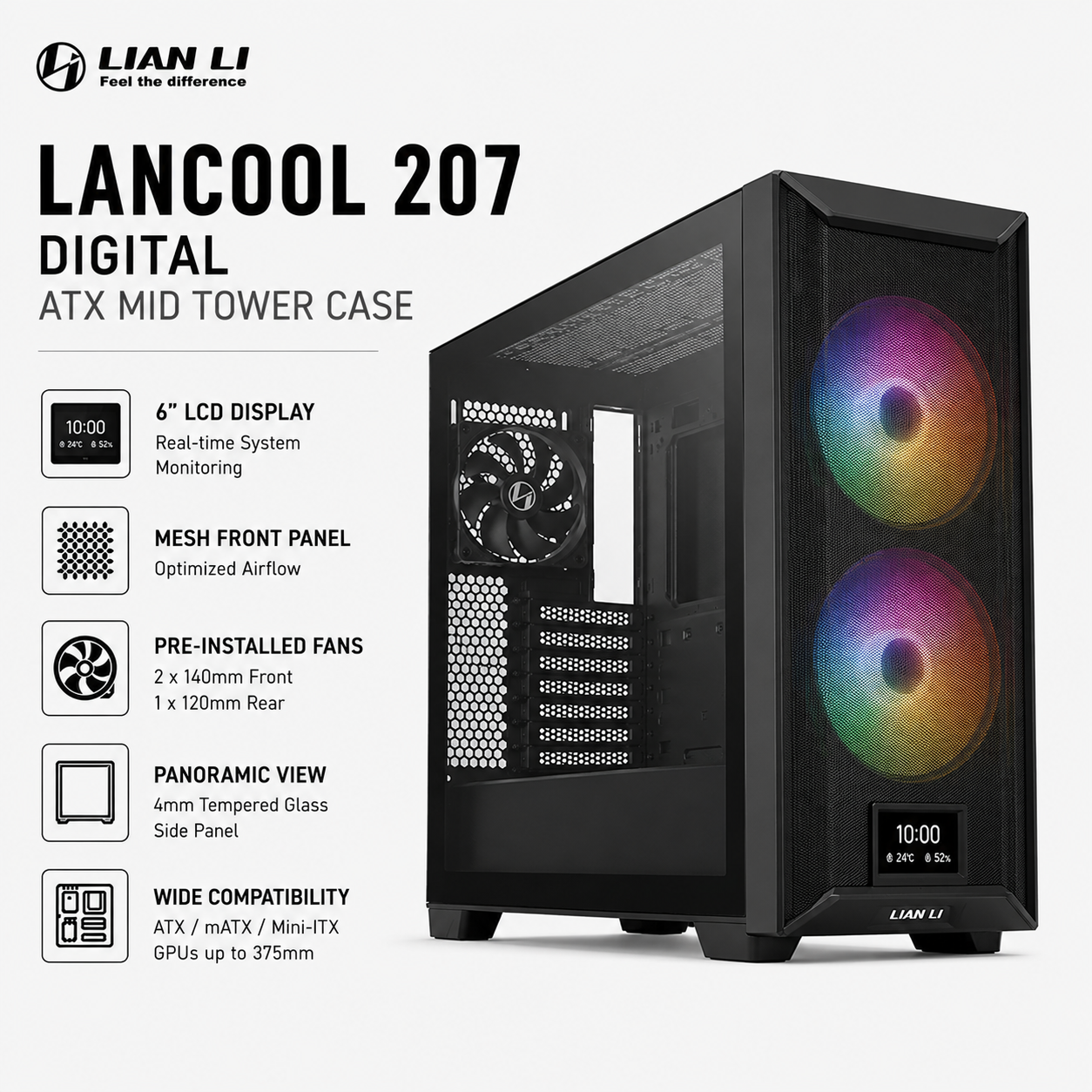 Lian Li Lancool 207 Digital ATX Mid Tower Case (LANCOOL207-DIGITAL)