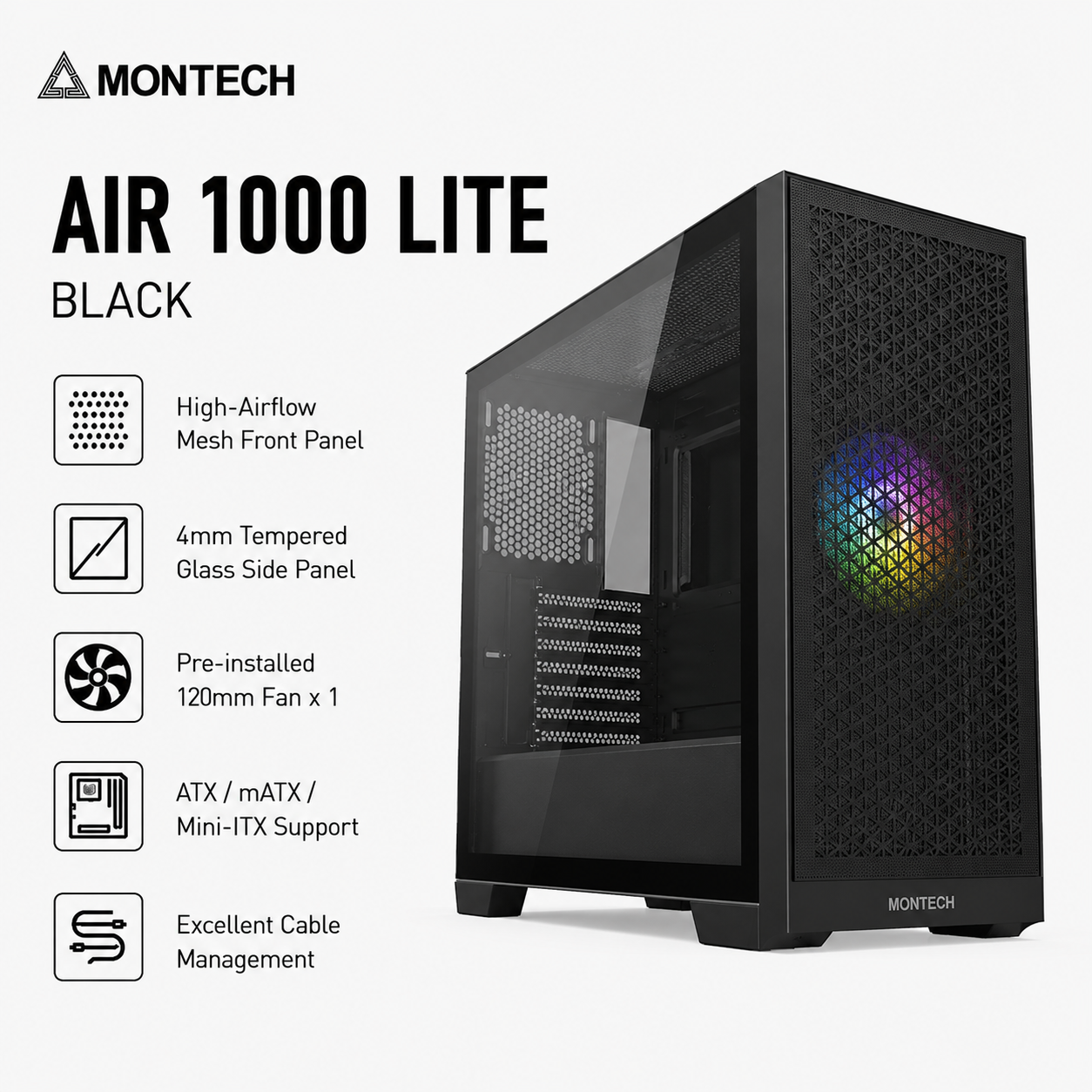 MONTECH Air 1000 Lite Black (AIR-1000-LITE-BLACK)