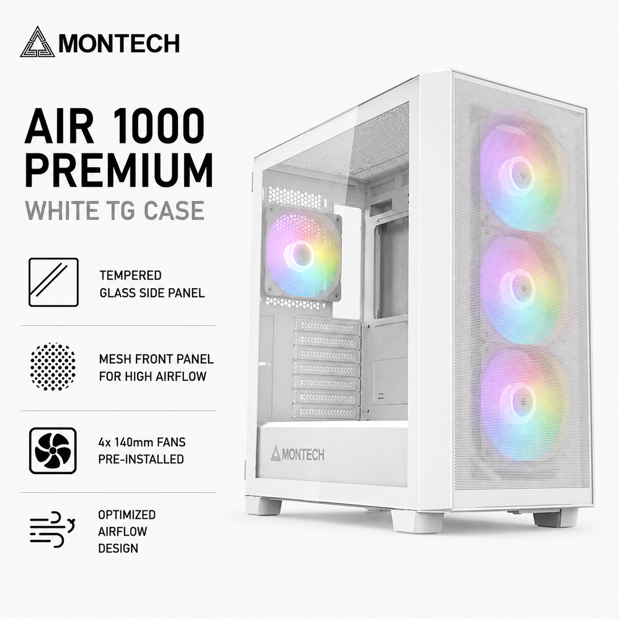 MONTECH Air 1000 Premium White TG Case (AIR-1000-PREMIUM-WHITE)