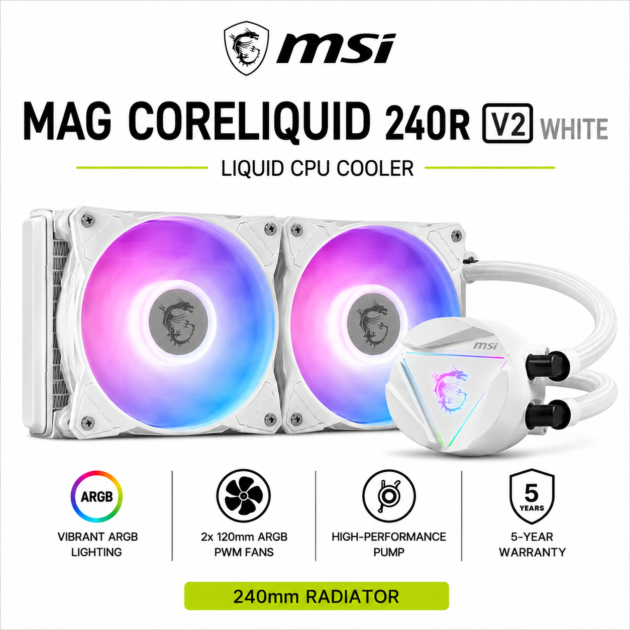 MSI MAG CORELIQUID 240R V2 WHITE (MAG-CORELIQUID-240R-V2-WHITE)