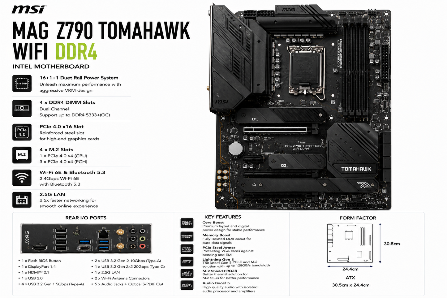 MSI MAG Z790 TOMAHAWK WIFI DDR4 (MAG-Z790-TOMAHAWK-WIFI-DDR4)