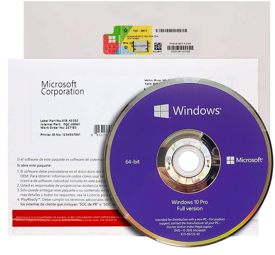 Microsoft Windows 10 Pro 64bit OEM FQC-08929