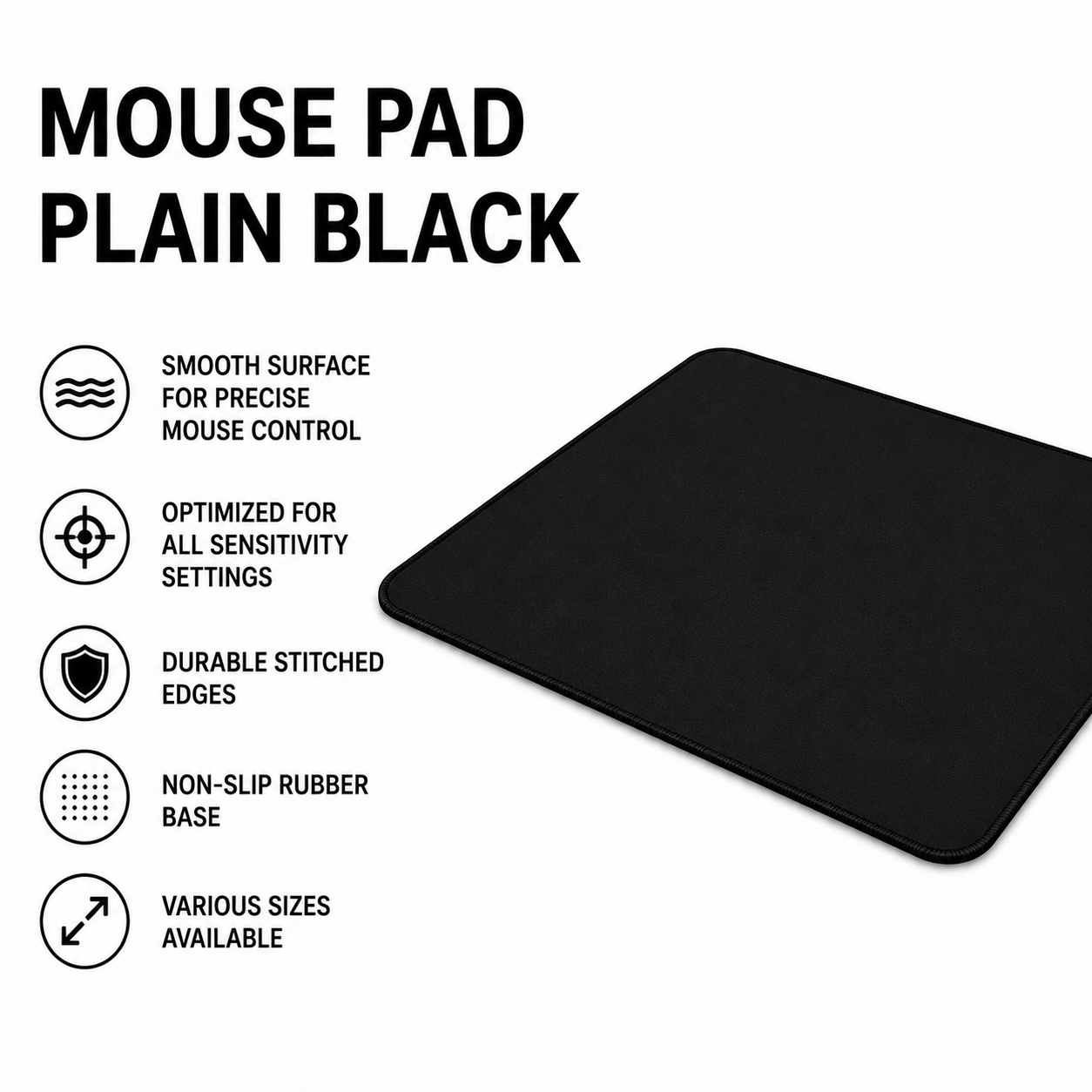 Mouse Pad Plain BLACK (MOUSEPAD-PLAIN-BLACK)