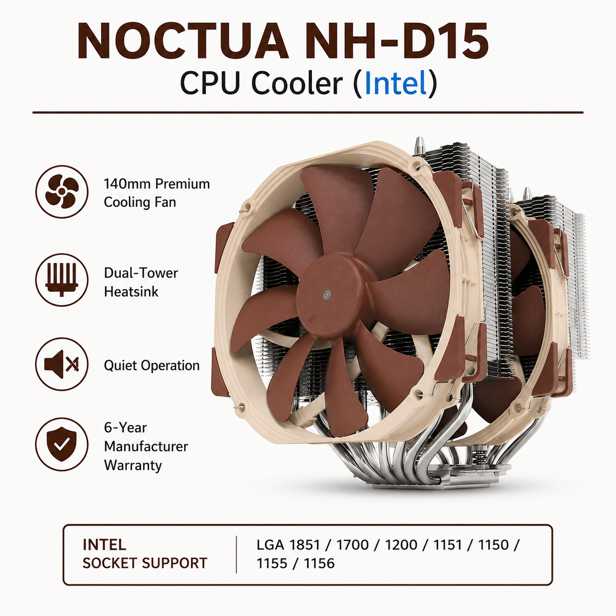 NOCTUA NH-D15 CPU Cooler (intel) (NH-D15)