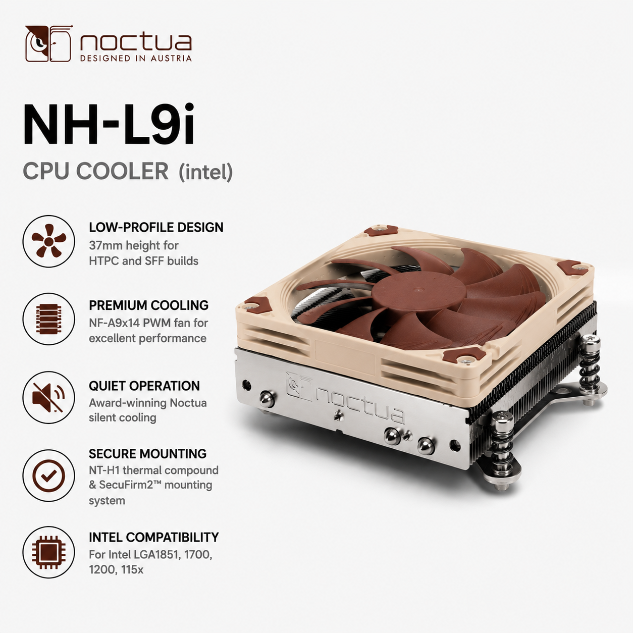 NOCTUA NH-L9i CPU Cooler (intel) (NH-L9I)