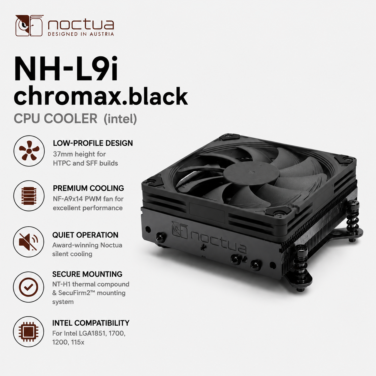 NOCTUA NH-L9i Chromax Black CPU Cooler (NH-L9I-CHROMAX.BLACK)
