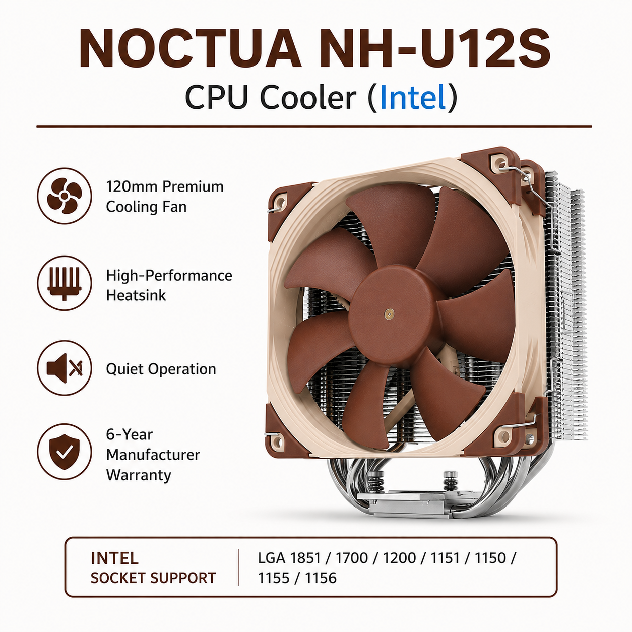 NOCTUA NH-U12S CPU Cooler (intel) (NH-U12S)
