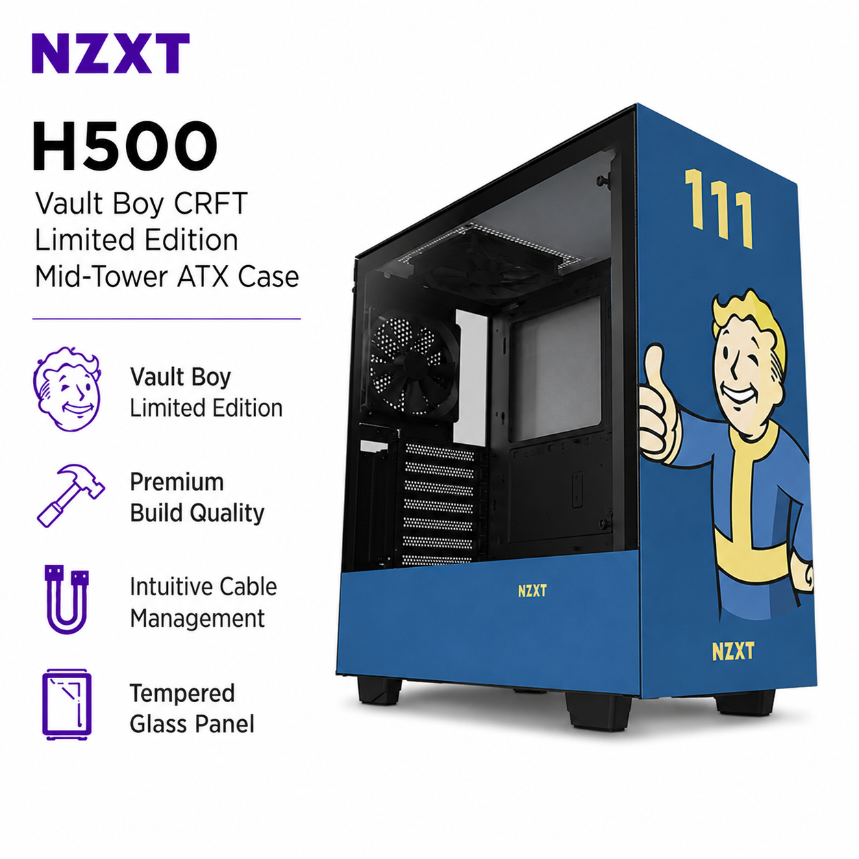 NZXT H500 Vault Boy CRFT Limited Edition Mid-Tower ATX Case (CA-H500B-VB)