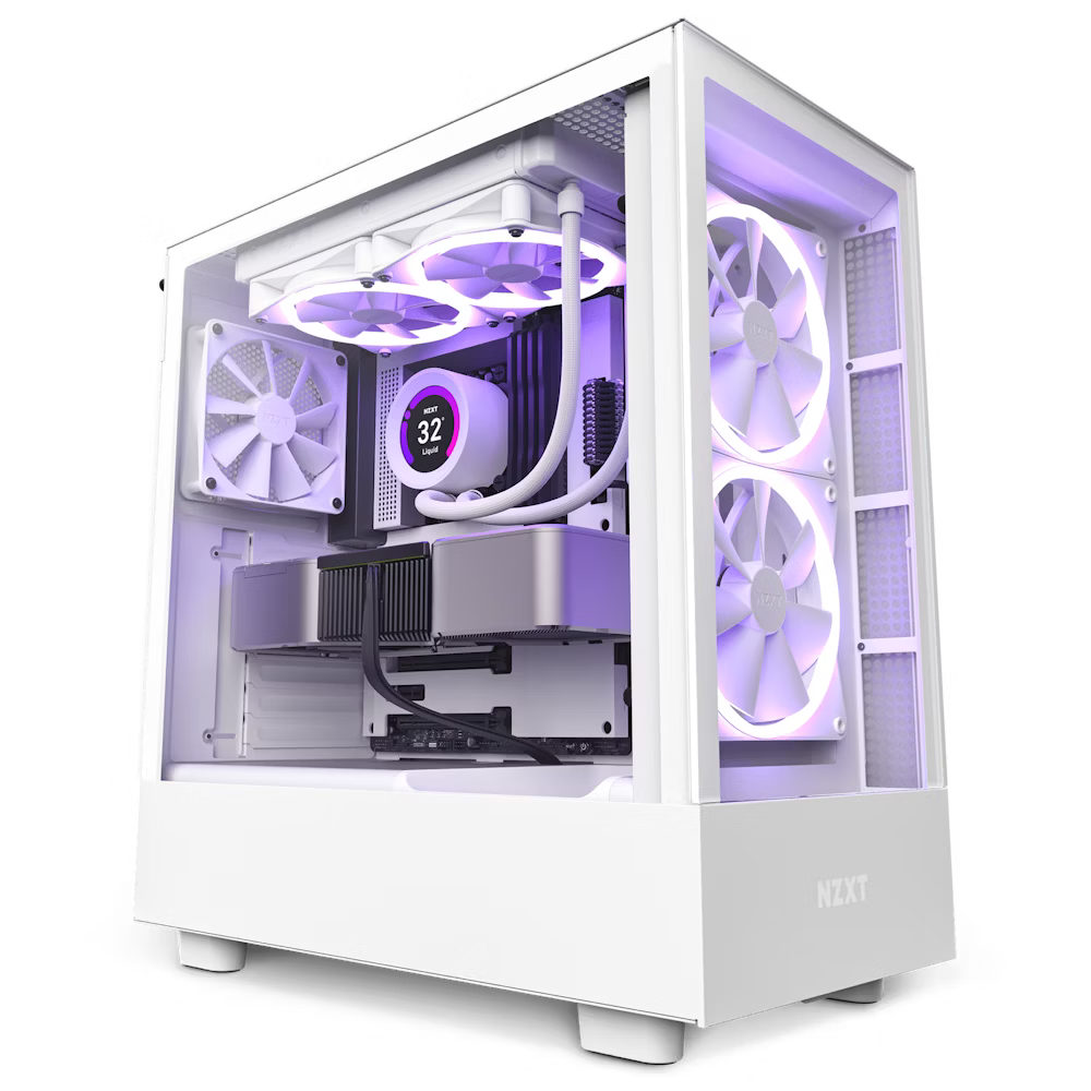 NZXT H5 Elite Premium Compact Mesh Mid Tower Case 3fans Included - White
