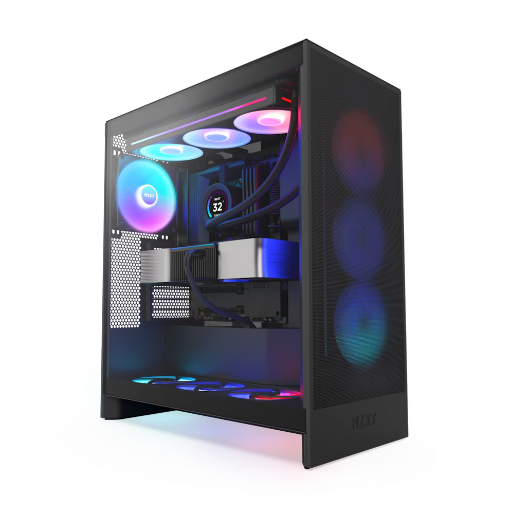 NZXT H7 Flow RGB - Black , ATX Mid-Tower with RGB Fans (3x F140 RGB Core Fan + 1x F120Q Air Flow Fan)