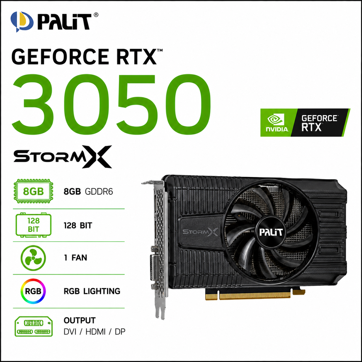 Palit RTX 3050 StormX 8GB Graphics Card
