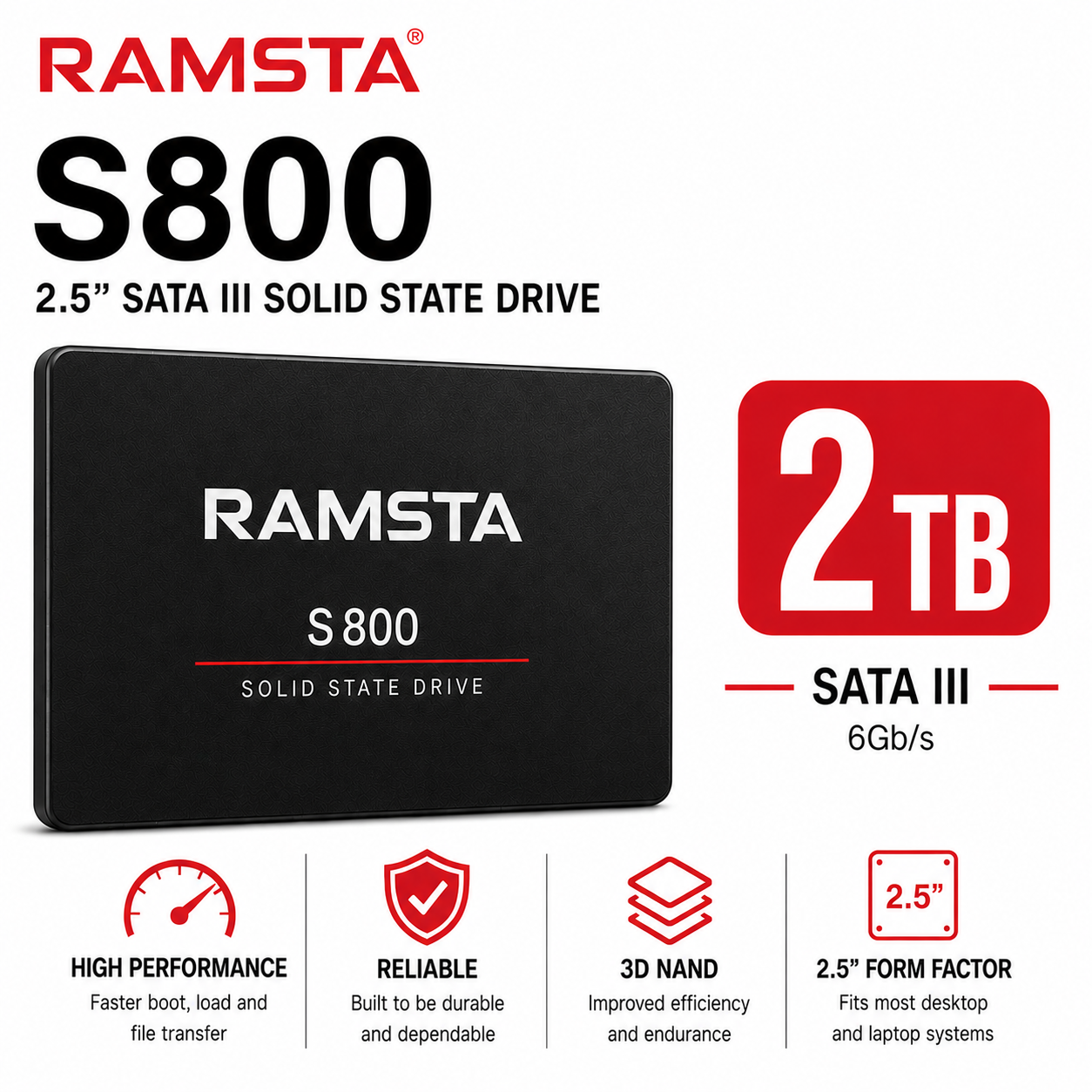 RAMSTA S800 2.5 2TB SATA III 2.5" SSD (S800-512GB)
