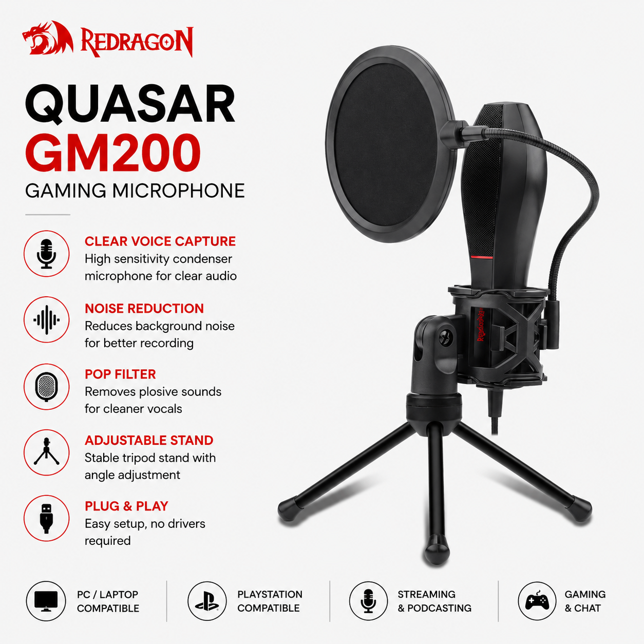 REDRAGON QUASAR GM200 Gaming Microphone (GS512)