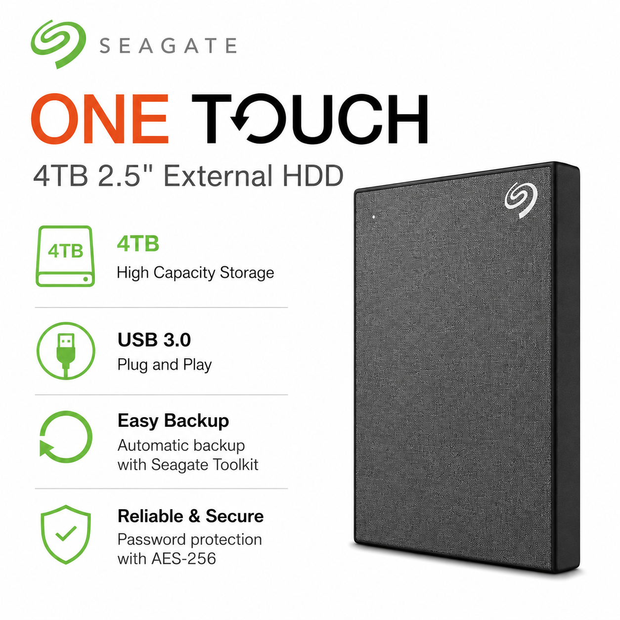 SEAGATE One Touch 4TB 2.5" External HDD (STKY2000400)