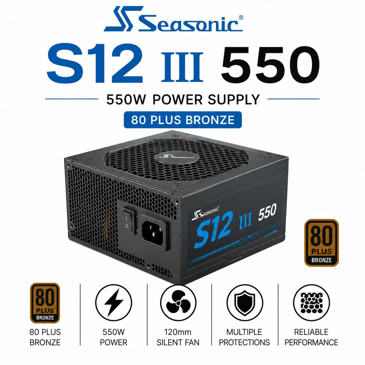 SEASONIC S12 III 550 - 550W 80 Plus Bronze (SSR-500GB3)