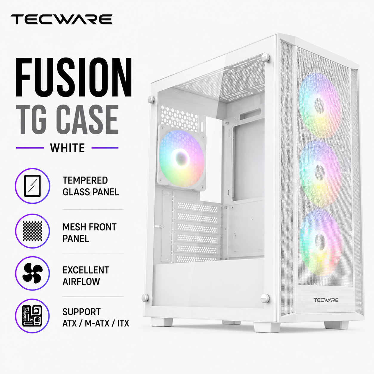 TECWARE FUSION TG Case - White (TWCA-INF-M2-BK)
