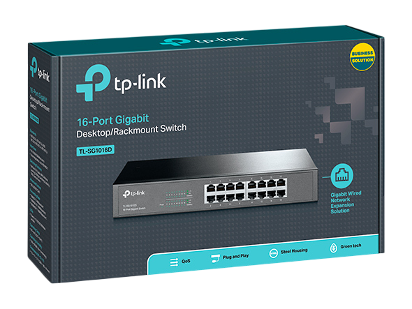 TP-Link TLSG1016D 16-port Switch Hub 10/100/1000 Desktop 13" metal