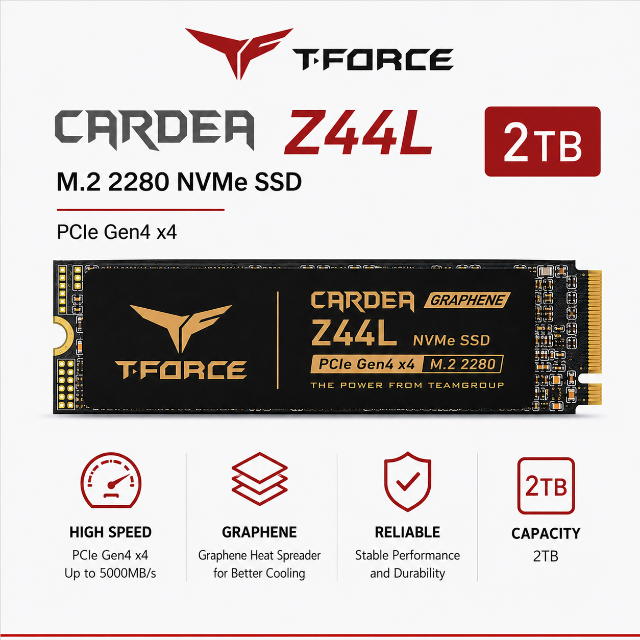 Team Tforce Cardea Z44L 2TB NVME SSD M.2 2280 (TM8FPL500G0C127)