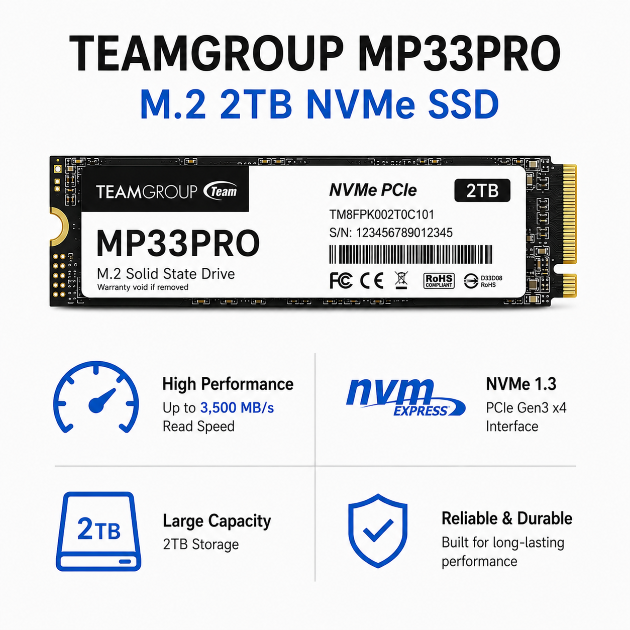 Teamgroup MP33PRO M.2 2TB NVME SSD (TM8FPD512G0C101)