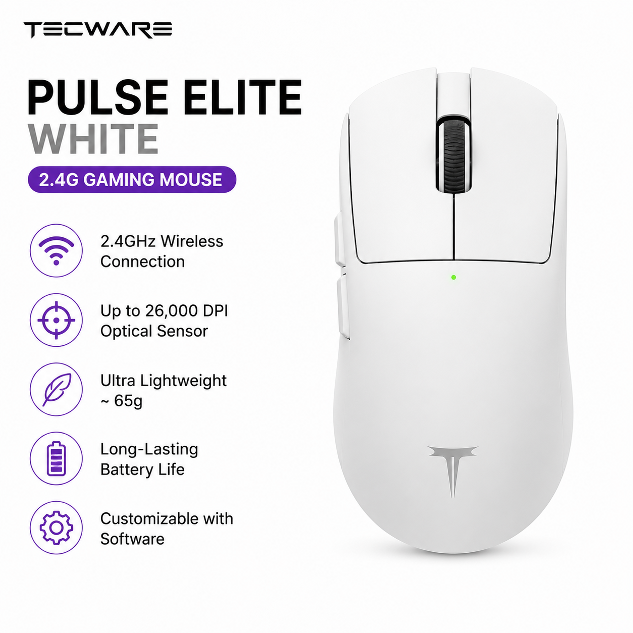 Tecware Pulse Elite White - 2.4G Gaming Mouse (TEC-PULSE-ELITE-WH)
