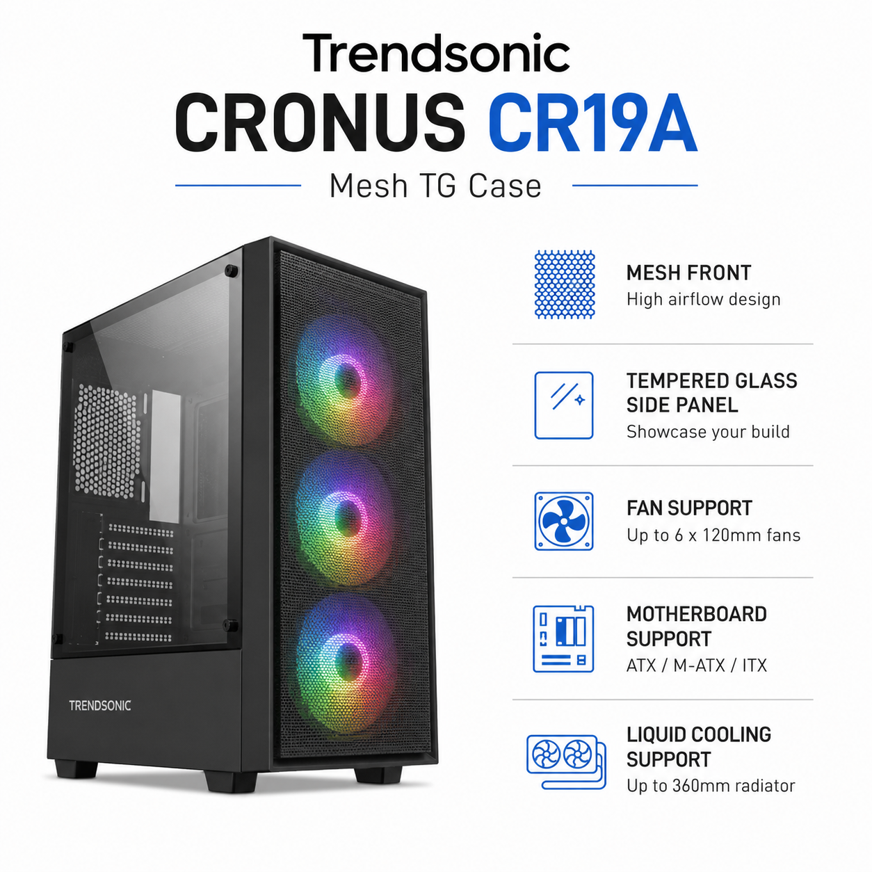 Trendsonic Cronus CR19A Mesh TG Case