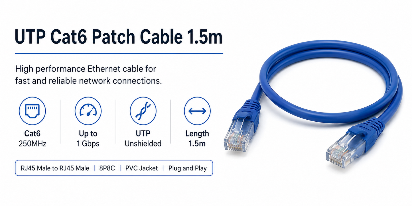 UTP Cat6 Patch Cable 1.5m (UTP-CAT6-1-5M)
