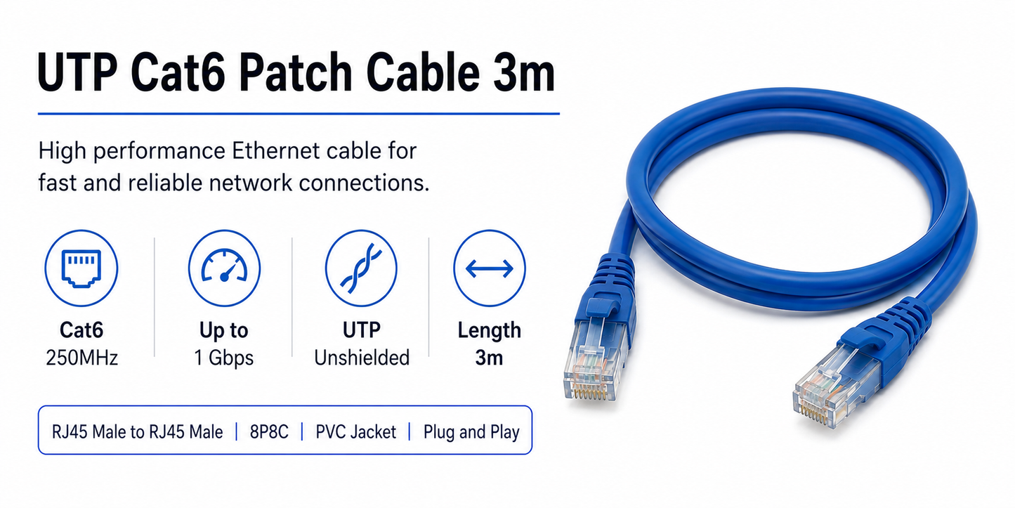 UTP Cat6 Patch Cable 3m (UTP-CAT6-3M)