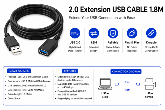 2.0 Extension USB CABLE 1.8M (CAB-USB-EXT-2.0-1.8M)