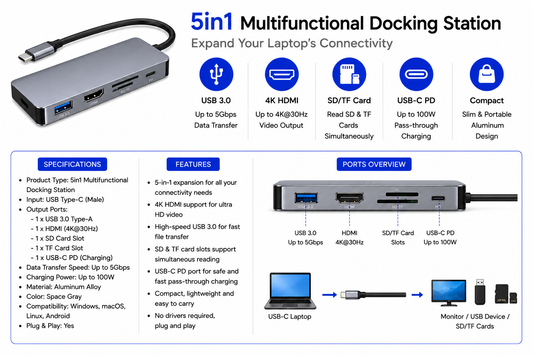 5in1 Multifunctional Docking Station (5IN1-MULTI-DOCK)