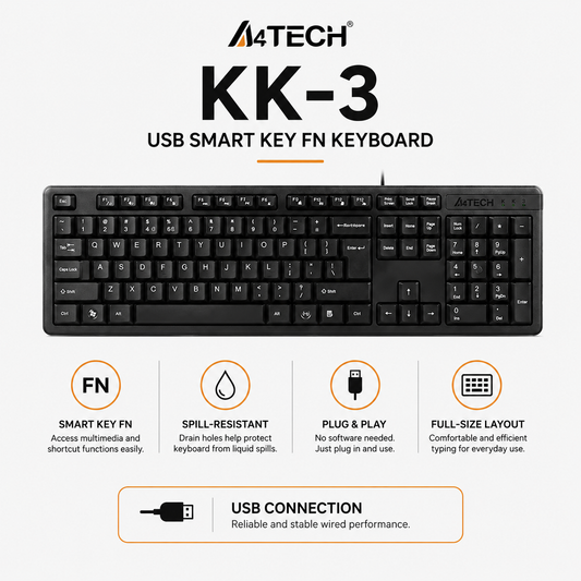 A4Tech KK-3 USB Smart Key FN Keyboard (KK-3)