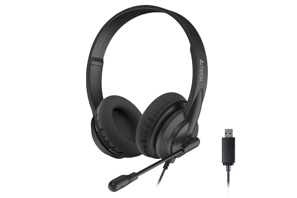 A4Tech HU-10 Noise Cancelling Rotatable Mic. Boom Light-Weight USB Wired Headset Black