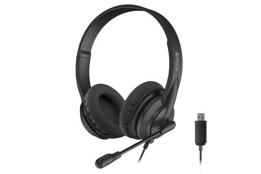 A4Tech HU-10 Noise Cancelling Rotatable Mic. Boom Light-Weight USB Wired Headset Black