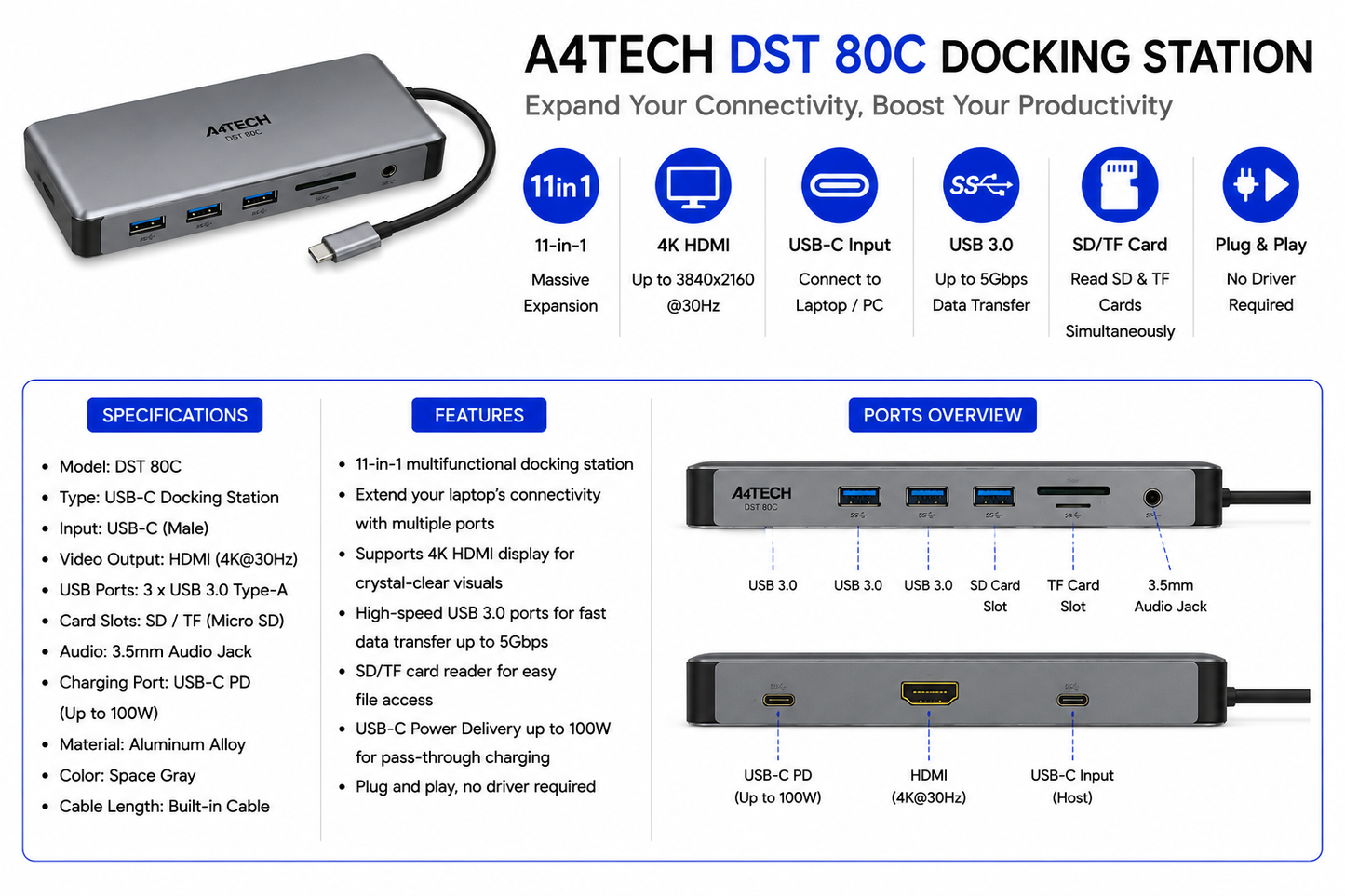 A4tech DST 80C docking station (DST-80C)