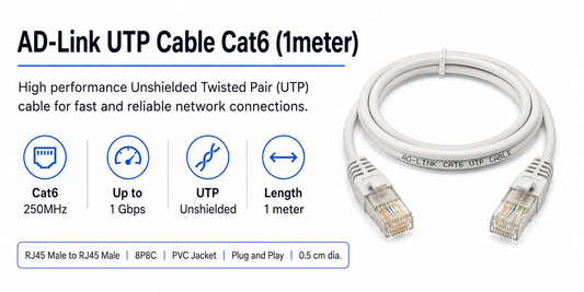 AD-Link UTP Cable Cat6 (1meter) 0.5 cm dia. (AD-L-UTP-CAT6-1M)