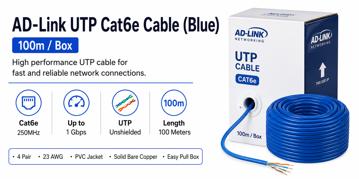 AD-Link UTP Cat6e cable (blue) 100m/box (AD-L-UTP-CAT6E-BLU-100M)