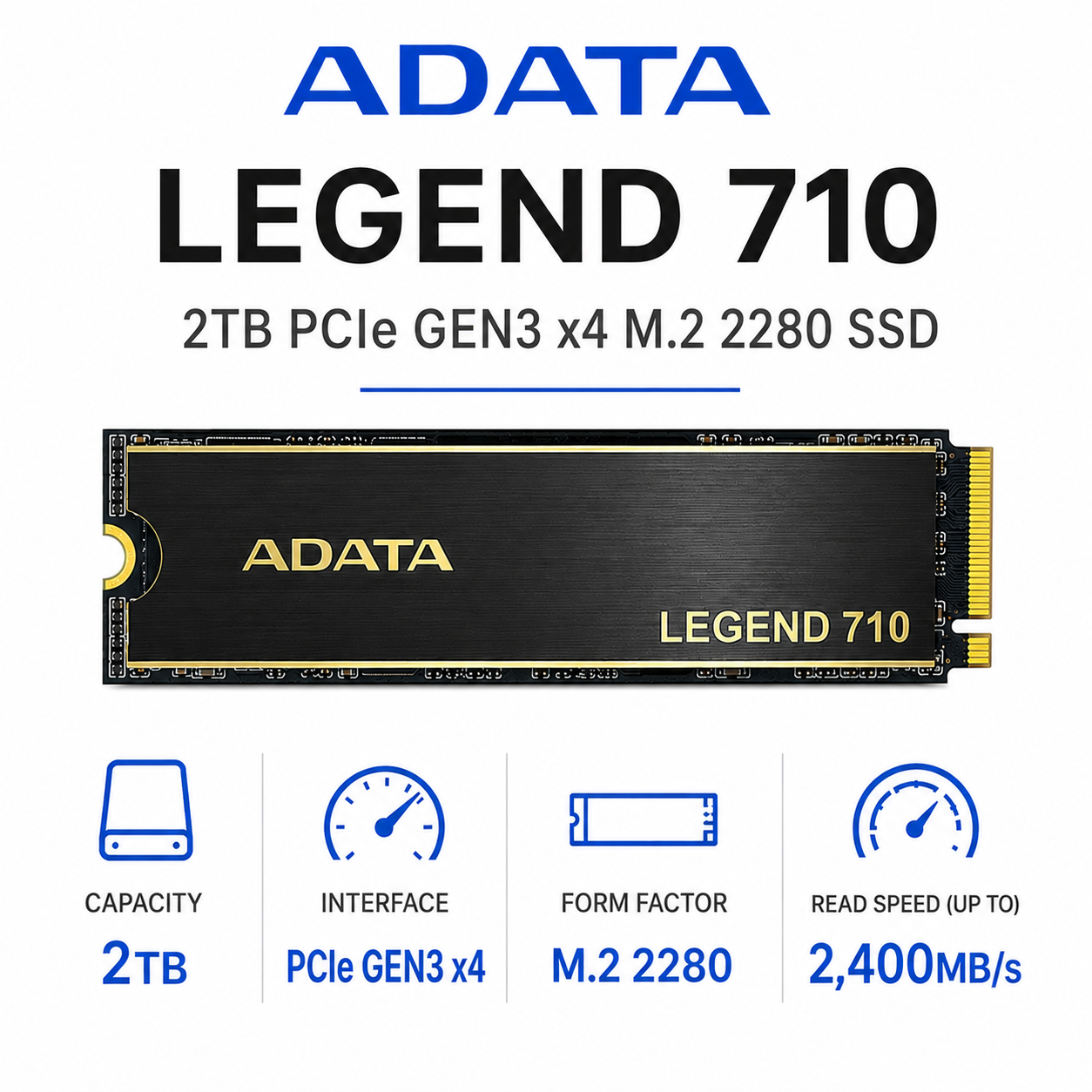 ADATA LEGEND 710 2TB PCIe GEN3 x4 M.2 2280 SSD (ALEG-710-2TCS)