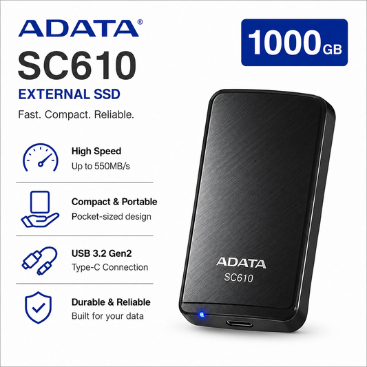 ADATA SC610 1000GB EXTERNAL SSD (SC610-1000G-CBK/RD)