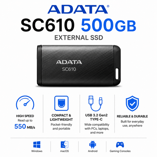 ADATA SC610 500GB EXTERNAL SSD (SC610-500G-CBK/RD)