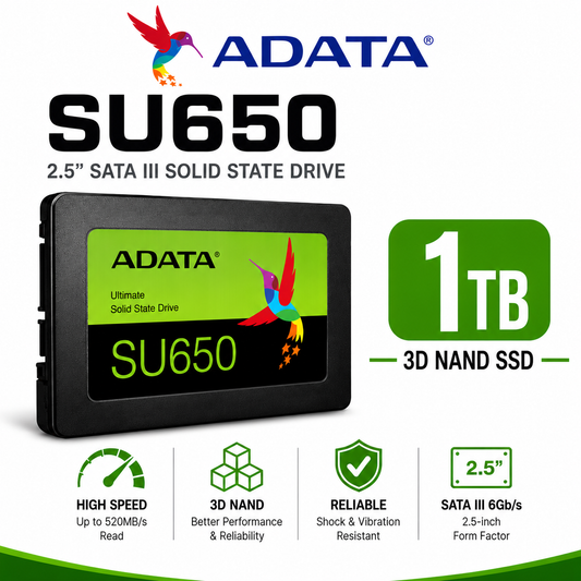 ADATA SU650 1TB SATAIII 3D NAND 2.5" SSD (ASU650SS-1TT-R)