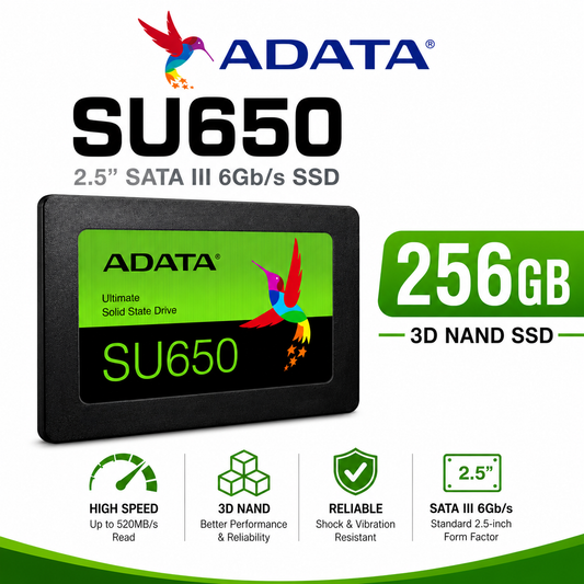 ADATA SU650 256GB SATAIII 3D NAND SSD (ASU650SS-256GT-R)