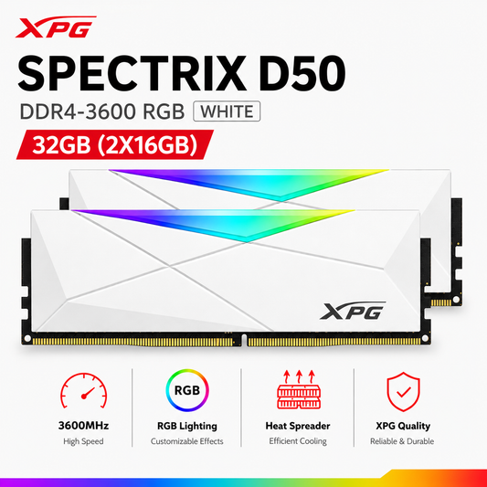 ADATA XPG SPECTRIX D50 32GB(2X16GB) DDR4-3600 RGB WHITE (AX4U360032G18I-DW50-BOX)