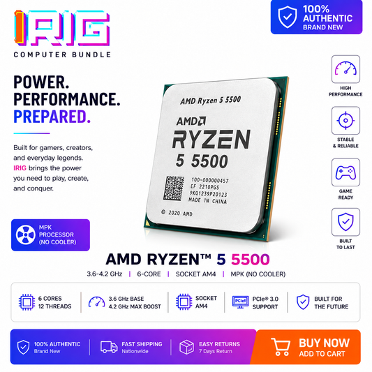 AMD RYZEN 5 5500 3.6-4.2 GHz 6-Core Socket AM4 MPK (100-000000457MPK)