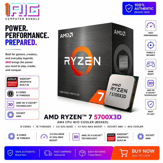 AMD RYZEN 7 5700X3D AM4 CPU W/O COOLER (Boxed) (100-100000926BOX)