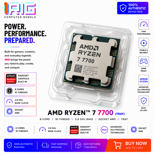 AMD RYZEN 7 7700 8-Core 3.8 GHz Socket AM5 TRAY (100-100000063WOF)