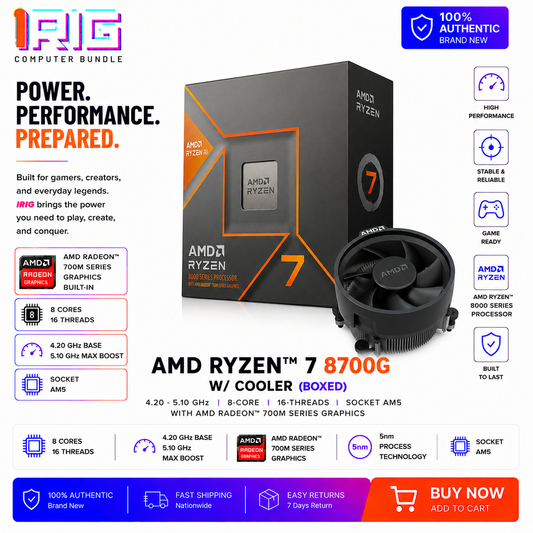 AMD Ryzen 7 8700G 4.20-5.10GHz 8-Core 16-Threads w/cooler Processor (Boxed) (100-000000910MPK)