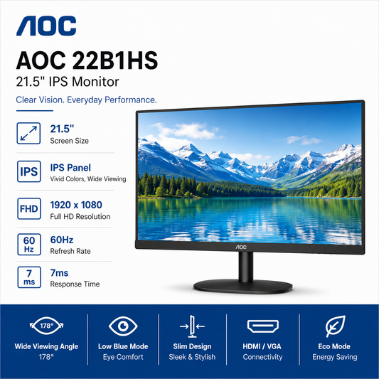 AOC 22B1HS 21.5" IPS 60Hz 7ms (1920x1080) (22B1HS)