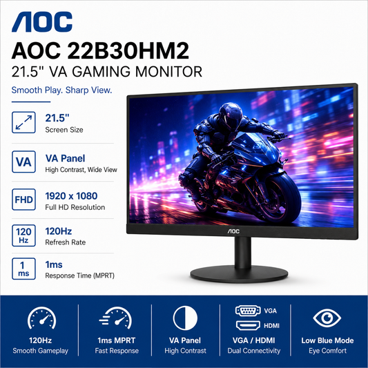 AOC 22B30HM2 21.5" VA 120HZ 1ms VGA/HDMI (1920X1080) (22B30HM2)